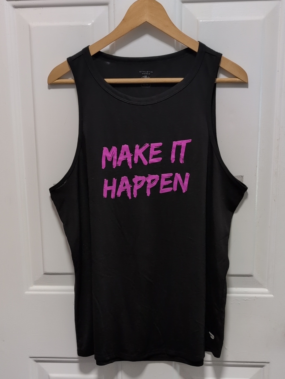 Athletic Works Black Tank Top with Pink "MAKE IT HAPPEN" Graphic